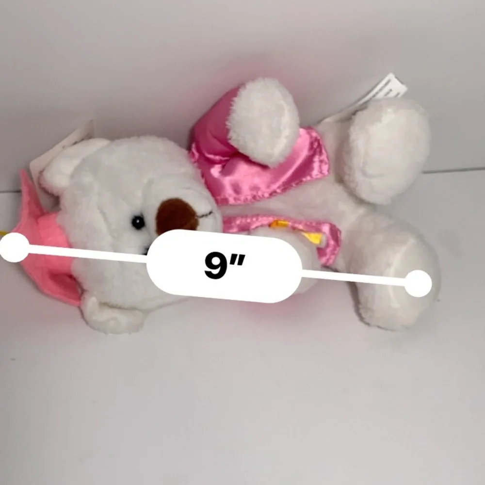 Hugfun White Graduation Teddy Bear Plush Pink Cap & Gown 9